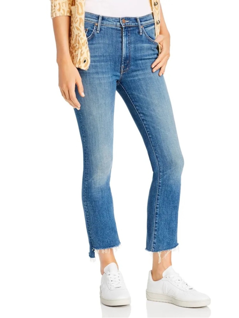 MOTHER The Insider Crop Step Fray Blue Denim Jeans Sz 27